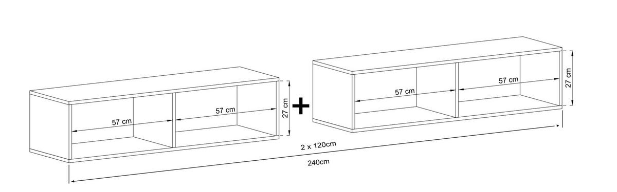 TV-LOWBOARD 2-er Set Enjoy Weiß Matt 120 cm - Weiß, Holzwerkstoff (240/30/35cm) - Meble Lindner