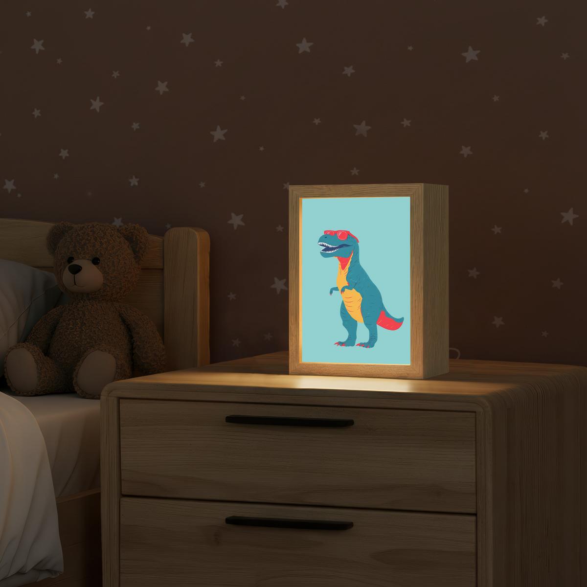 NACHTTISCHLAMPE Dinosaurier - Blau - Sonnenbrille 15x20 cm - Hellblau, Holzwerkstoff (8/15/20cm) - OnlyWow