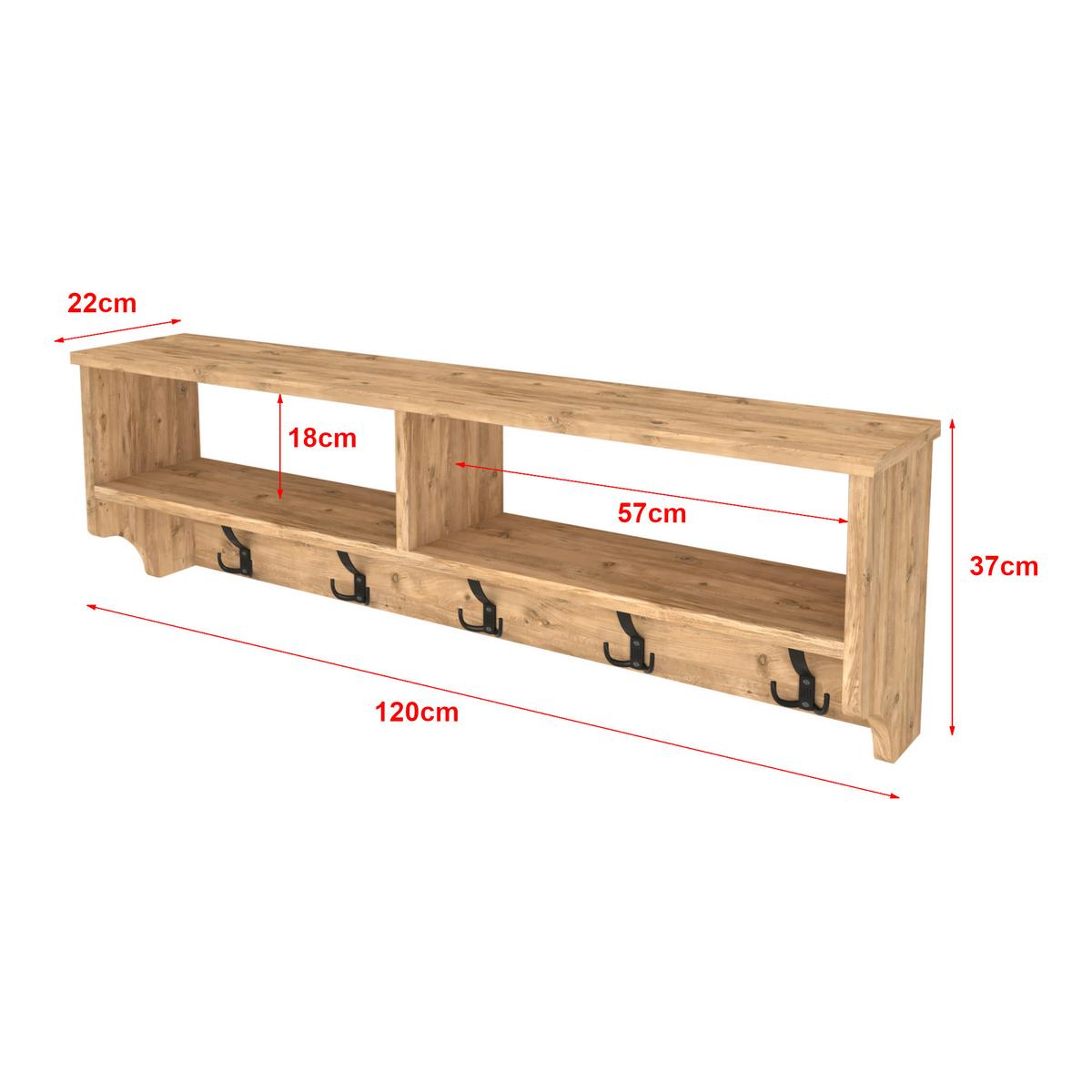 WANDGARDEROBE Åstorp - Eichefarben, Holzwerkstoff (120/37/22cm) - [en.casa]