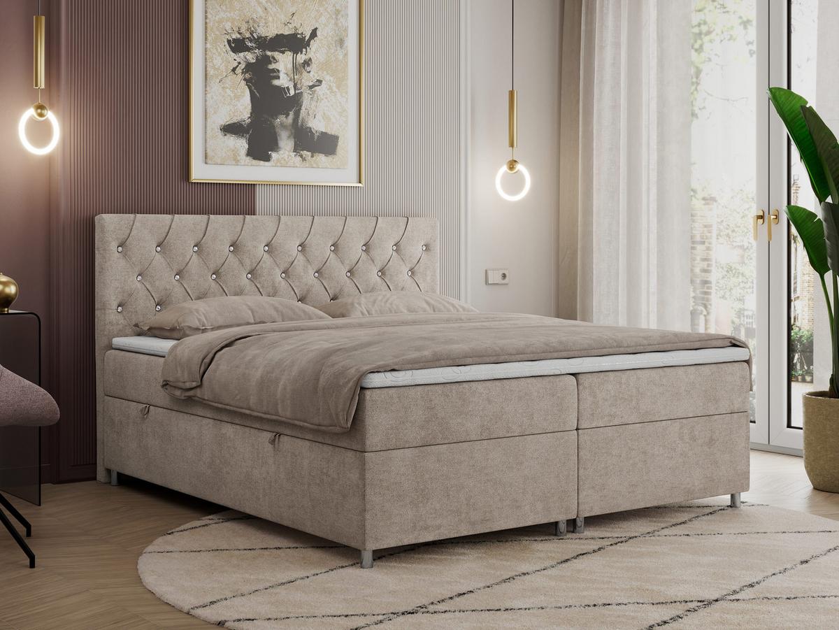 BOXBETT ROMA 120/200 - Beige Strukture - H3 - Beige, Holz/Textil (120/200cm)