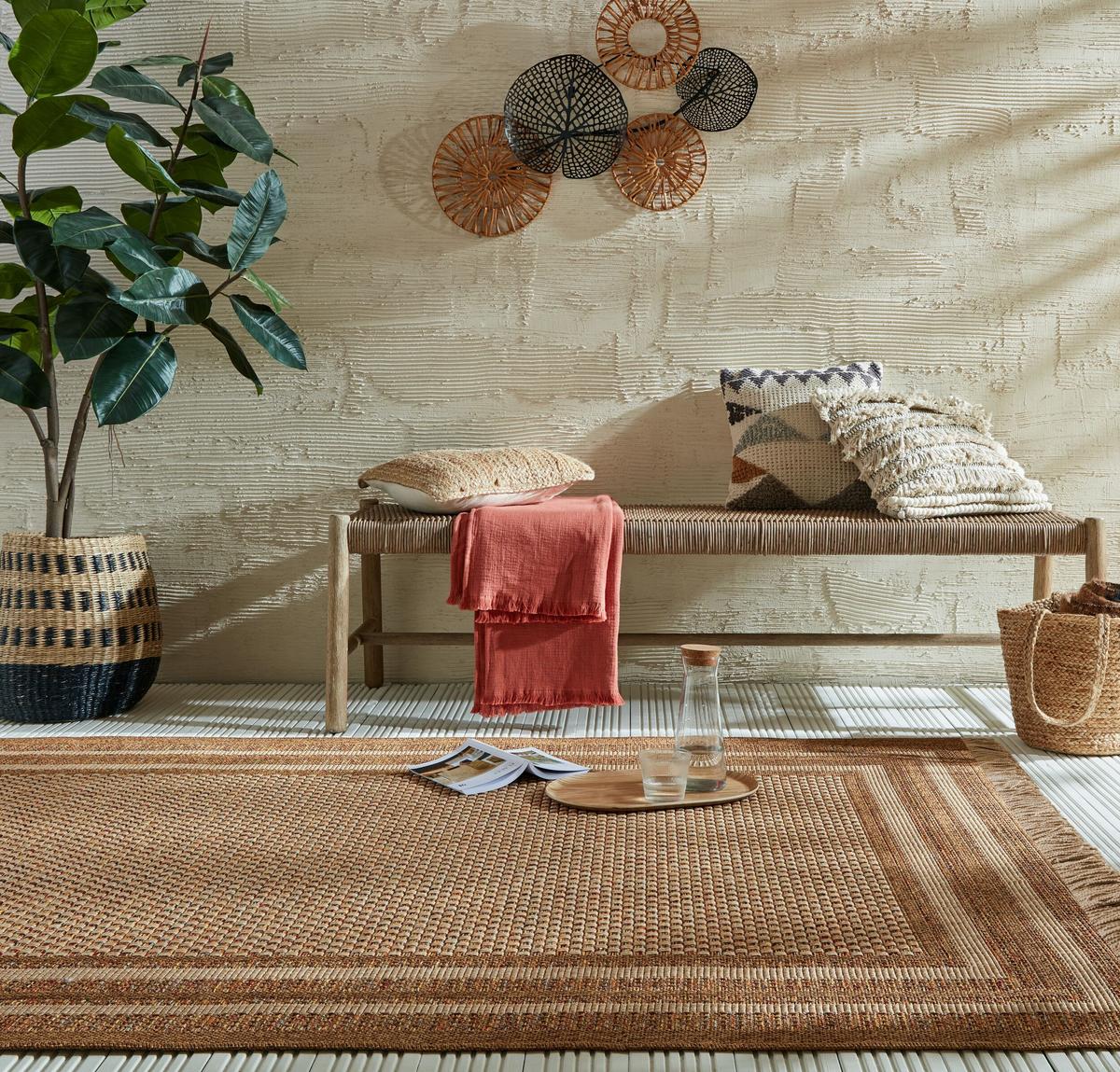OUTDOORTEPPICH Waschbar CLYST, im Boho-Stil, aus Polypropylen, Ocker, 120 x 170 cm - Braun, Textil (120/170cm) - KADIMA DESIGN