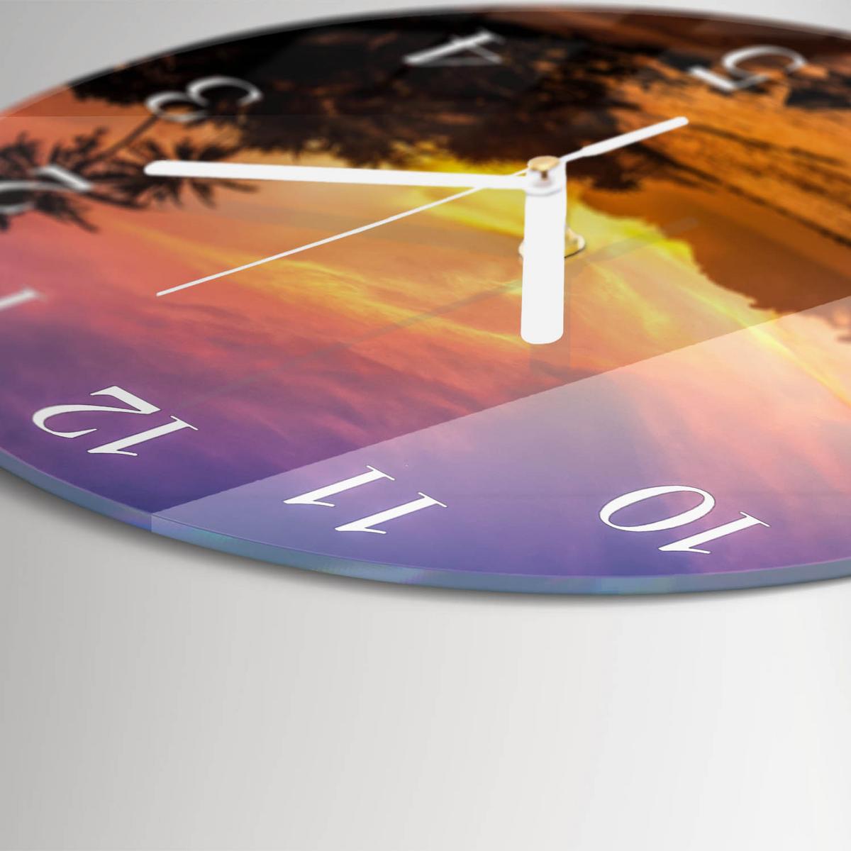 WANDUHR aus Glas Ø30 cm - Sonnenuntergang - Multicolor, Glas (30/30/0.4cm) - TULUP