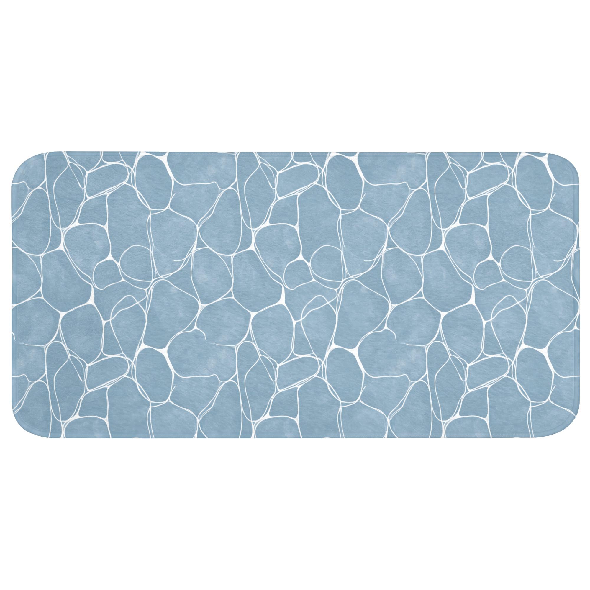 BADEMATTE Organisch - Muster - Blau Badezimmerteppich 120x60 cm - Hellblau, Textil (120/60cm) - OnlyWow