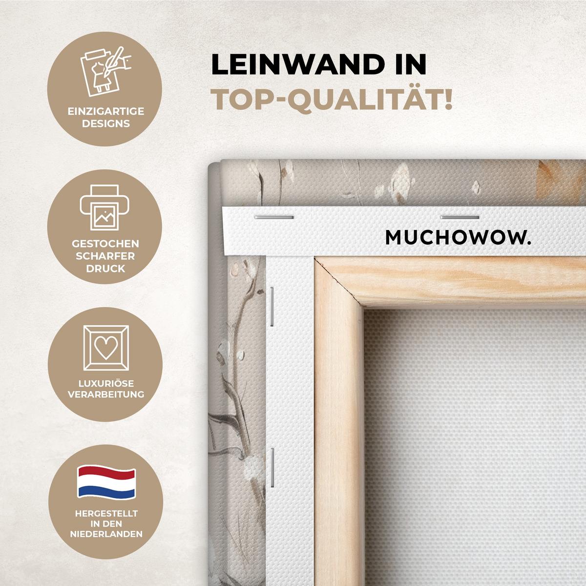 LEINWANDBILD 5er Set Blüte - Beige - Abstrakt - Blumen 100x50 cm - Hellbraun, Textil (100/50cm) - MuchoWow