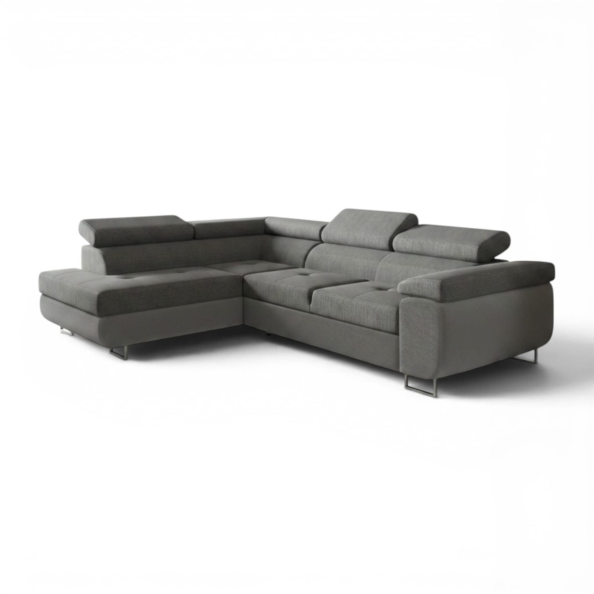 ECKSOFA Jade Mit Schlaffunktion - Dunkelgrau, Holzwerkstoff/Textil (202/275cm) - Fun Möbel