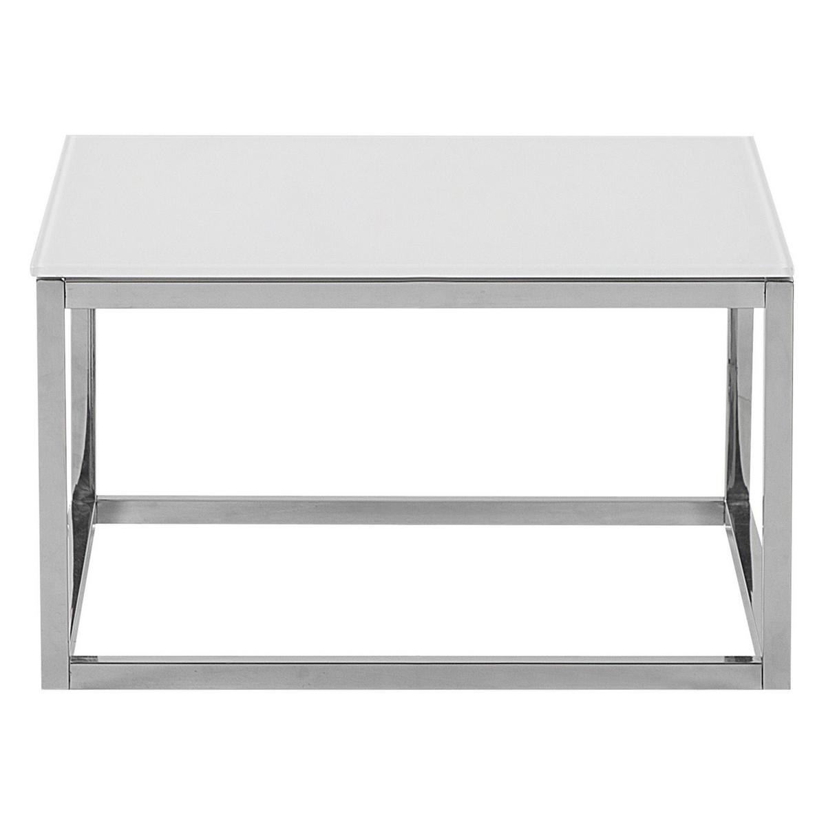 COUCHTISCH 2er-Set Quadratisch Weiß/Silber Brea - Weiß, Glas (60/60/35cm) - Beliani