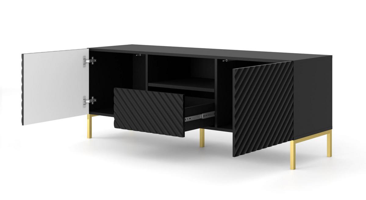 TV LOWBOARD Schwarz, Gold 150/56/42 - Goldfarben/Schwarz, Holzwerkstoff (150/56/42cm) - RAUMHIRSCH FURNITURE