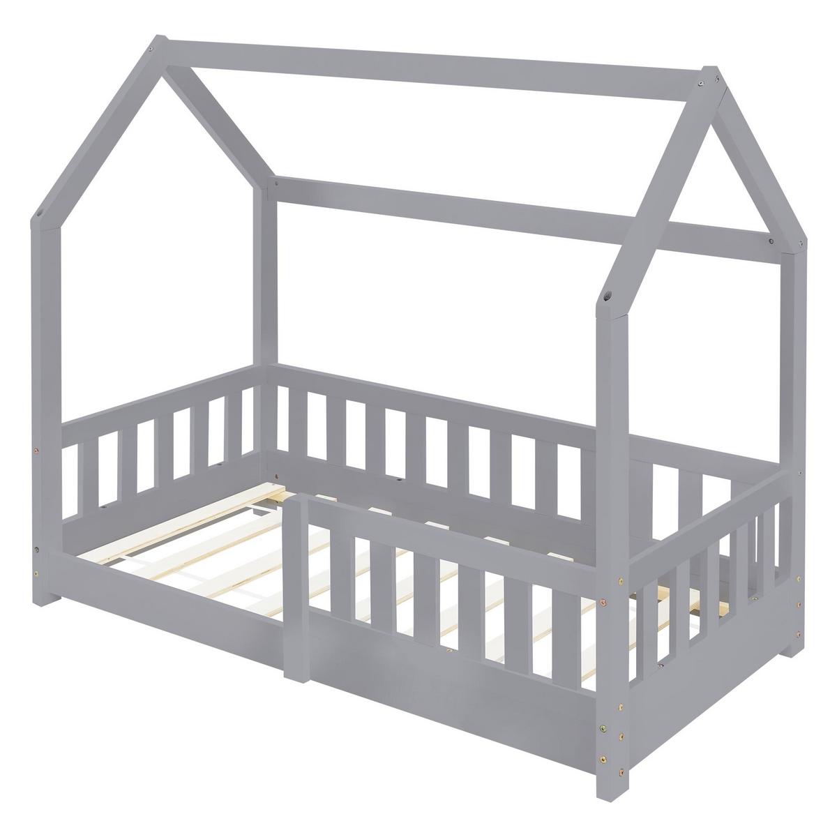KINDERBETT mit Dach 70x140 cm Hellgrau - Hellgrau, Holz (70/140cm) - ML-DESIGN