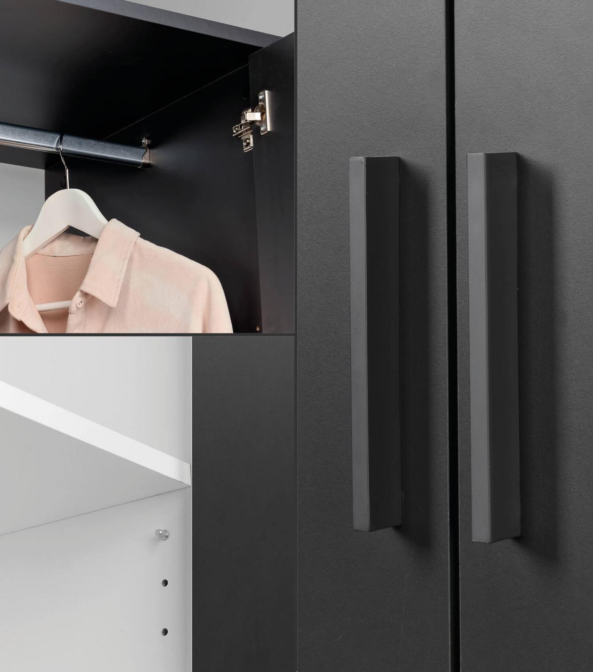 KLEIDERSCHRANK Der Grenzenlose - Anthrazit, Holzwerkstoff (60/234/58cm) - Mokebo