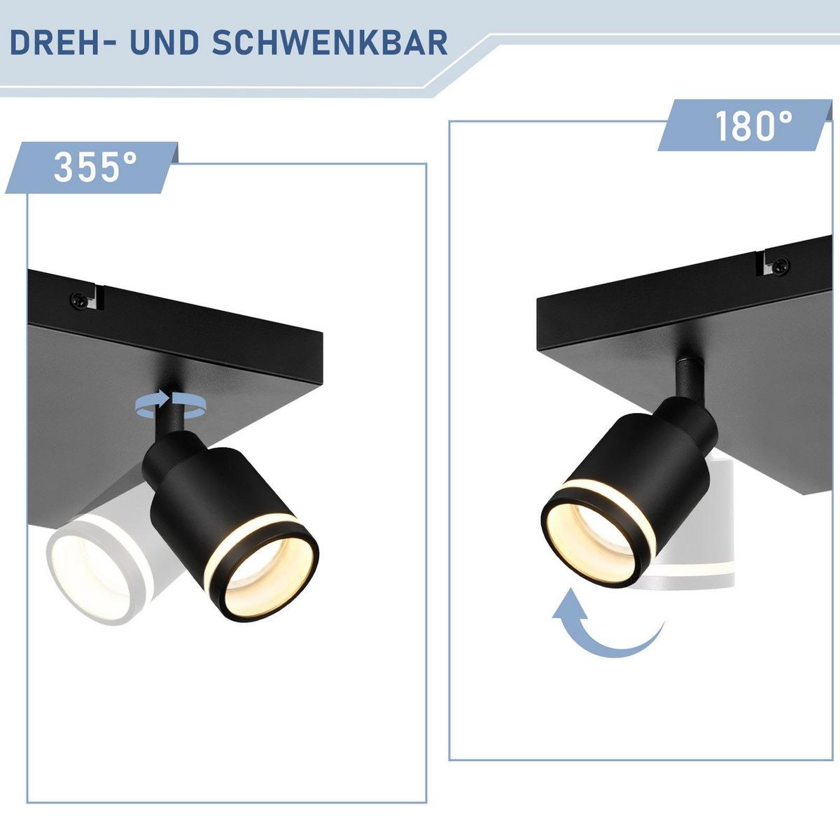 DECKENSTRAHLER Lippstadt 4-flammig 25/25/15.7 cm - Schwarz, Metall (25/25/15.7cm) - Nettlife