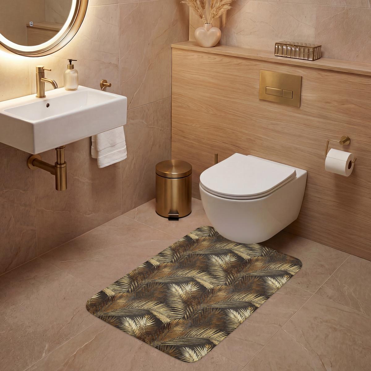 WC-VORLEGER Tropisch - Blätter - Gold Toilettenvorleger 60x90 cm - Goldfarben, Textil (60/1cm) - OnlyWow