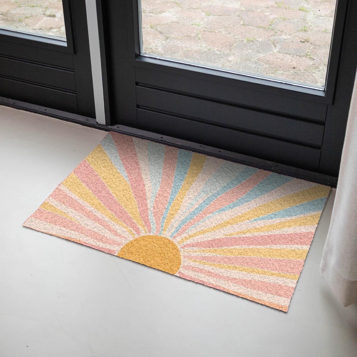 FUSSMATTE Illustration - Sonne - Pastellfarben Sauberlaufmatte 90x60 cm - Hellrosa, Kunststoff (90/0.4cm) - MuchoWow