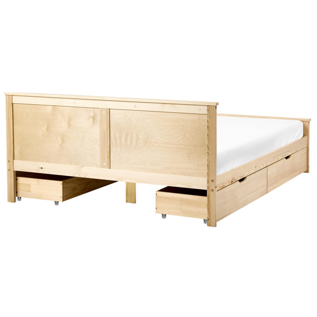BETT mit 4 Schubladen 160/200 cm Kiefernholz Hellbraun Dauphin - Hellbraun, Holz (160/200cm) - Beliani
