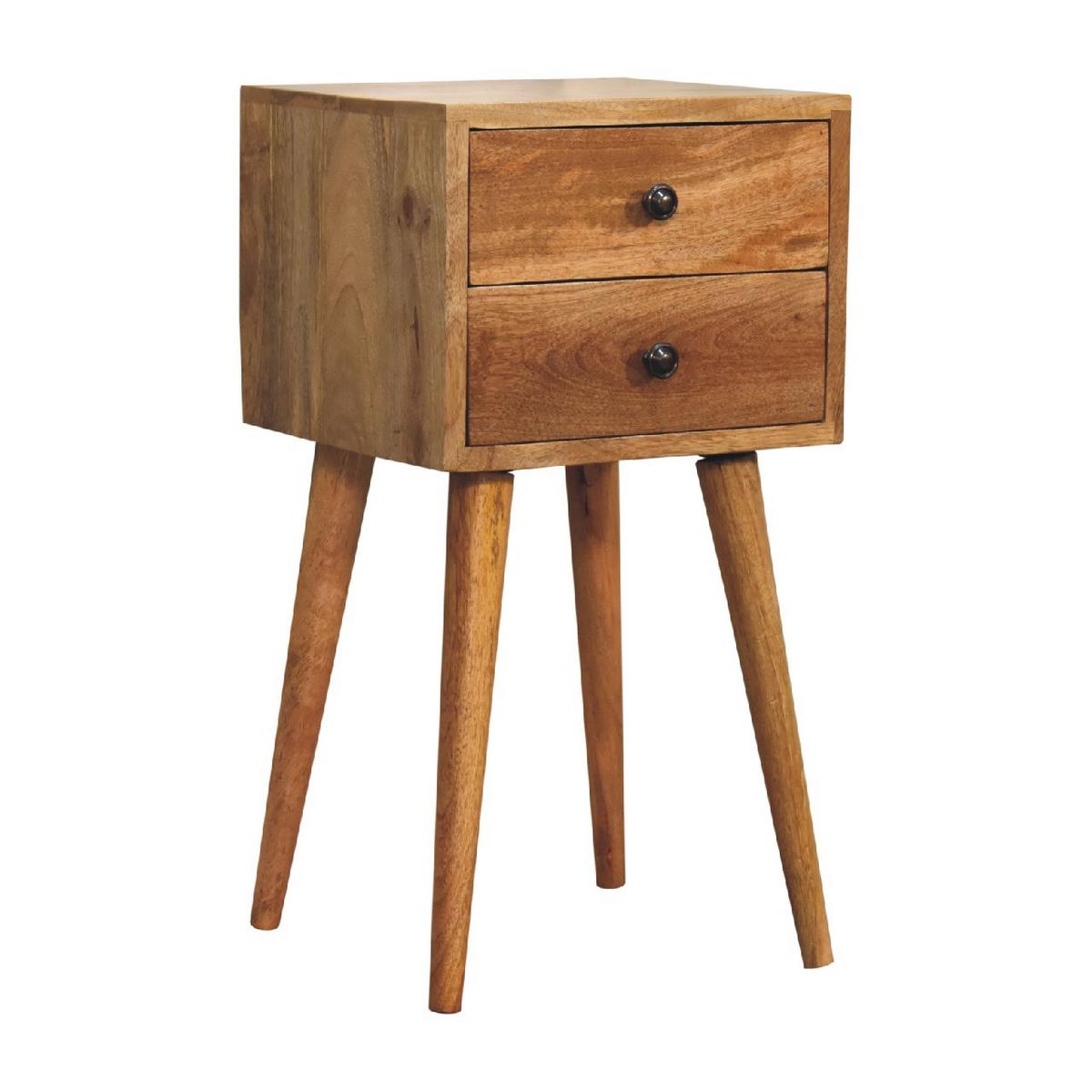 NACHTKASTEN Mini Eichenoptik, 2 Schubladen, Beige - Beige/Messingfarben, Holz/Metall (30/57/30cm) - Artisan Furniture