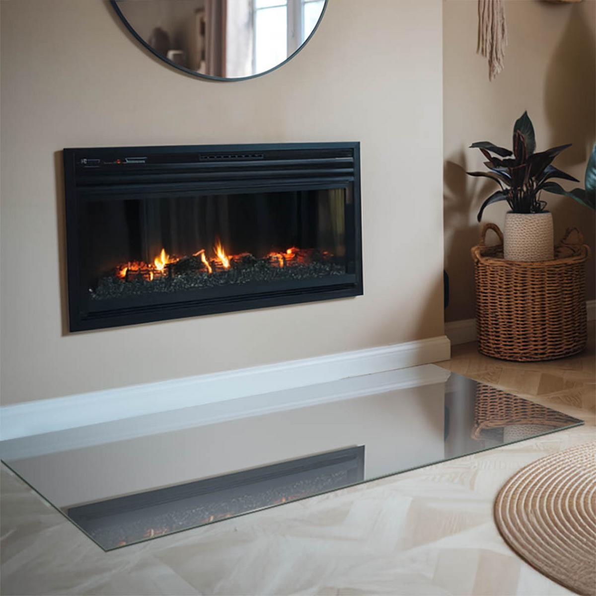 GLASPLATTE für Kamin 140x70 cm - Grau, Glas (140/70/0.4cm) - TULUP