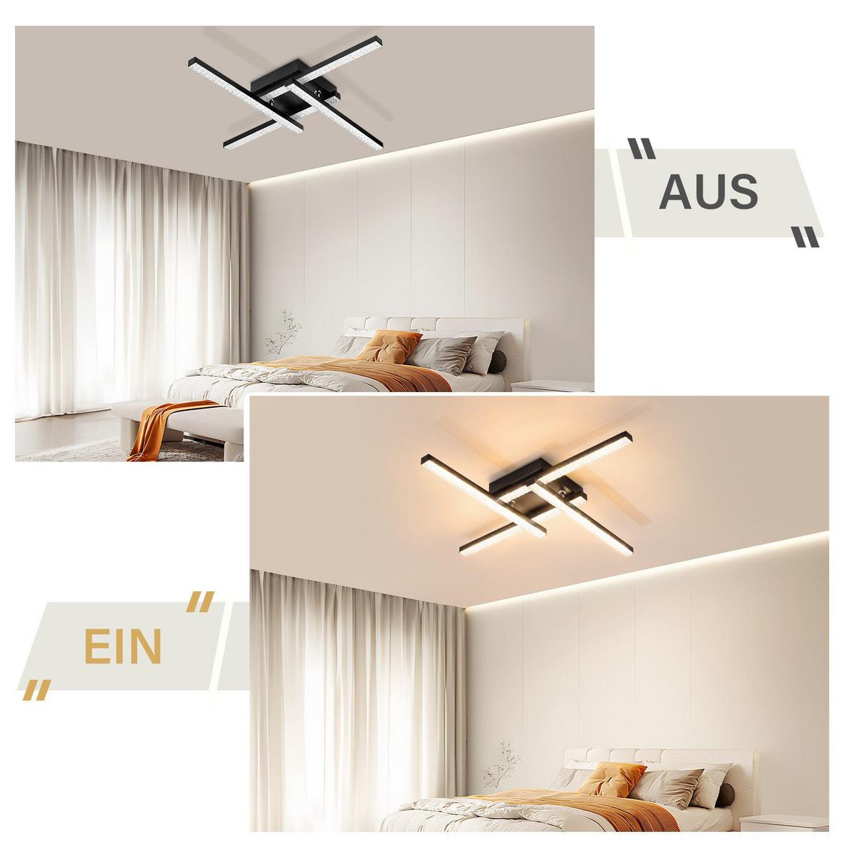 LED-DECKENLEUCHTE Wagner 46/46/6 cm - Schwarz, Metall (46/46/6cm) - Nettlife