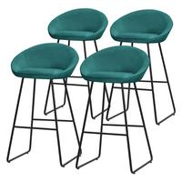 BARHOCKER 4er Set Petrol mit Stoffbezug - Türkis/Schwarz, Metall (56/94/50cm) - ML-DESIGN