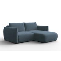 ECKSOFA TAUER 3-Sitzer RECHTS, Bouclé-Stoff blau - Blau/Schwarz, Holz/Textil (206/173cm) - Courtois Laville