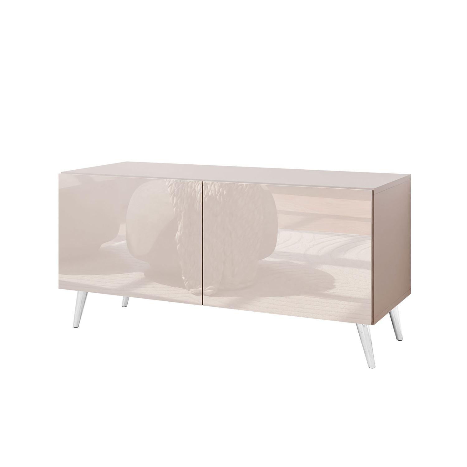 TV-SCHRANK COLGANTE 100 Kaschmir Hochglanz, mit LED, Schräge silberne Füßen - Chromfarben/Kaschmir, Holzwerkstoff (100/49/40cm) - Lookway