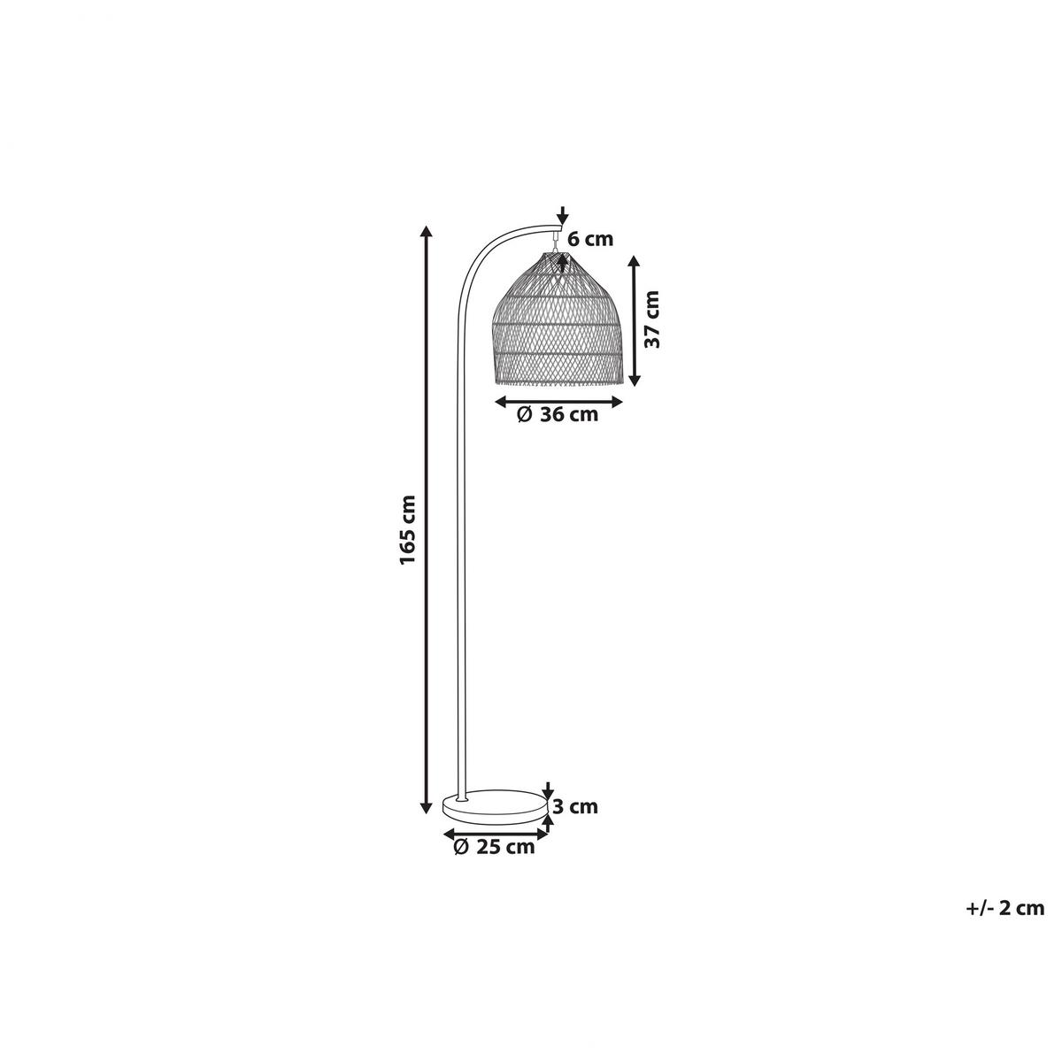STEHLAMPE Bernica 36/36/165 cm - Naturfarben, Naturmaterialien (36/36/165cm) - Beliani