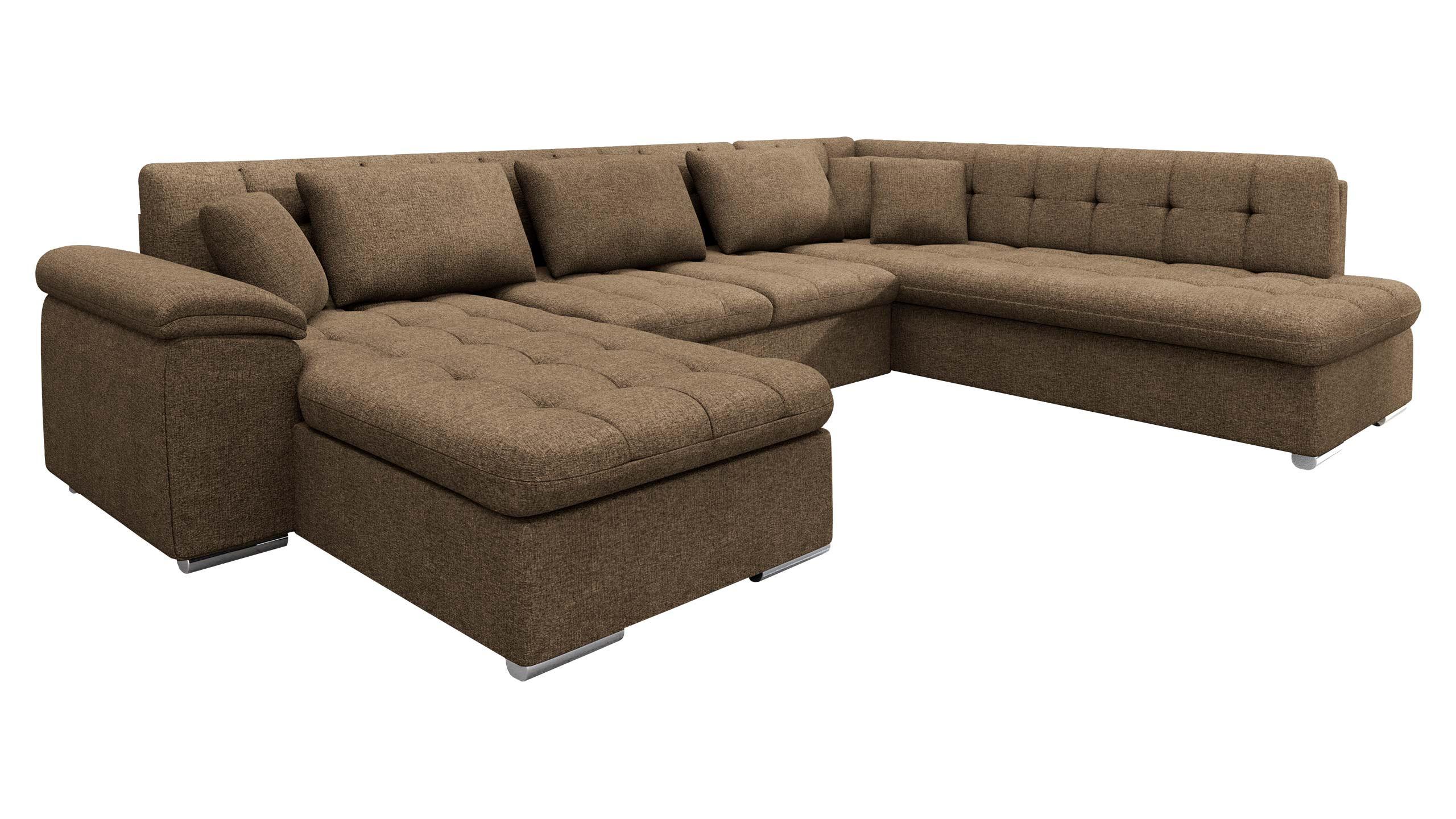 WOHNLANDSCHAFT Niko Bis, Seite: Links - Nussbaumfarben, Holz/Textil (348/76/205cm) - MIRJAN24