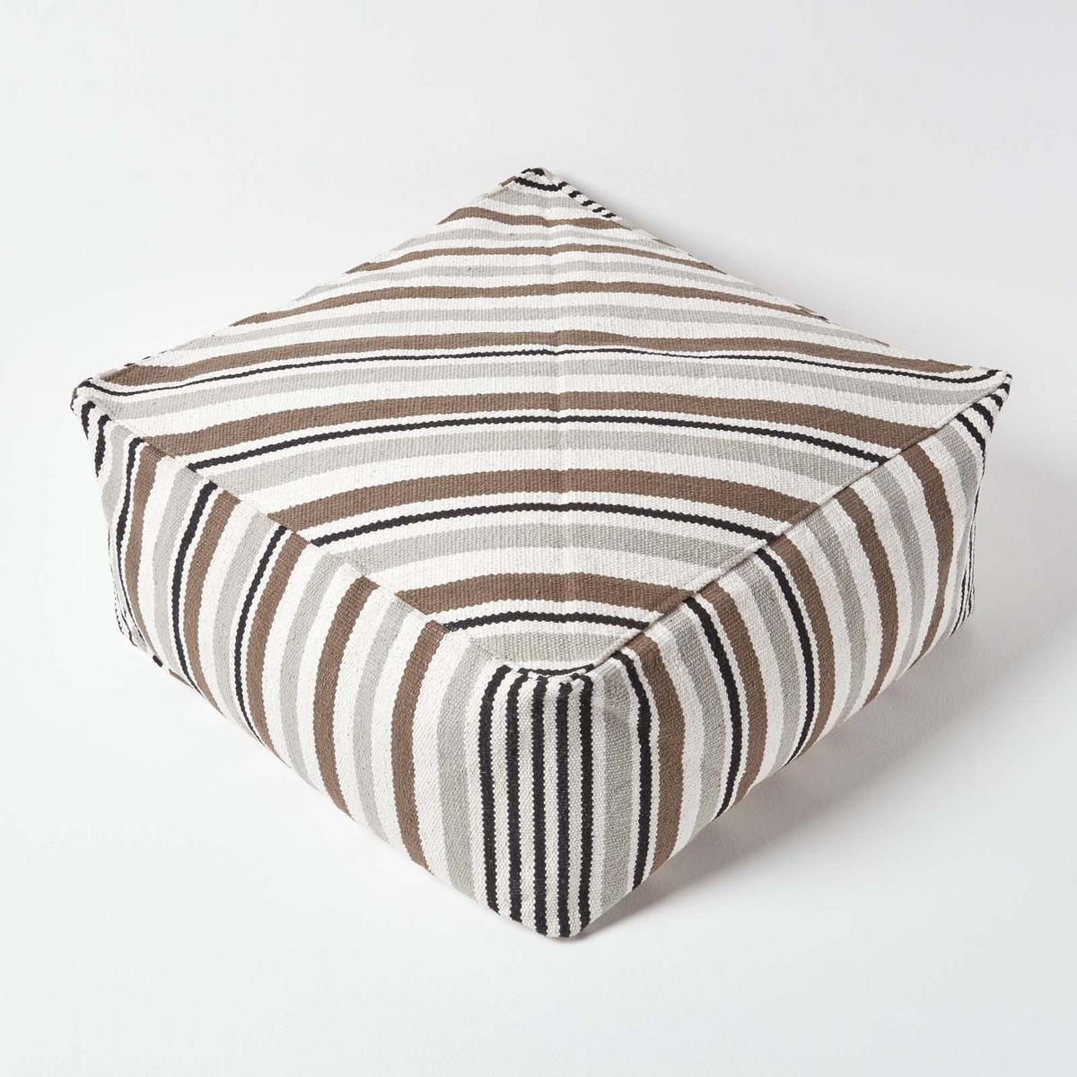 SITZPOUF mit Streifenmuster, 60/60/30 cm - Grau, Textil (60/30/60cm) - Homescapes