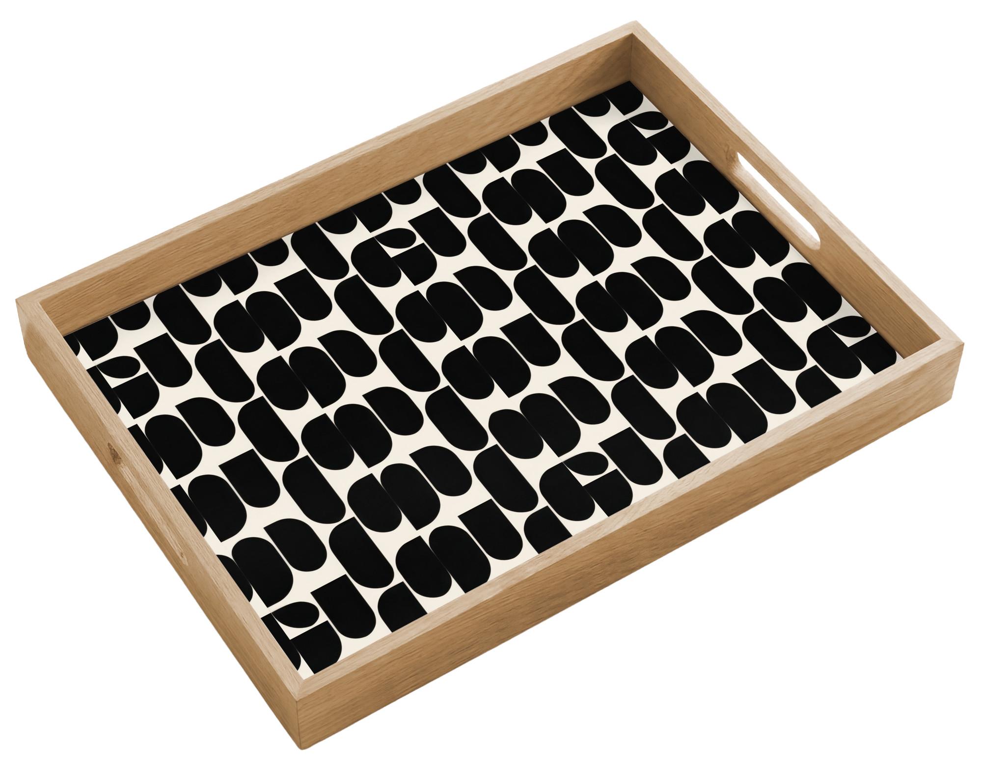 TABLETT Modern - Gemustert - Schwarz 50x35 cm - Schwarz, Holz (50/5/5cm) - OnlyWow