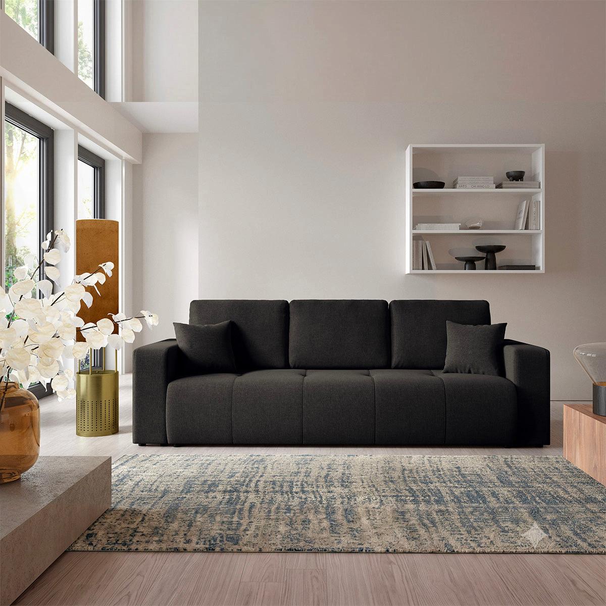 SOFA Giulia 3 Sitzplätze Schwarz - Schwarz, Holz (244/82/102cm) - Petits-meubles