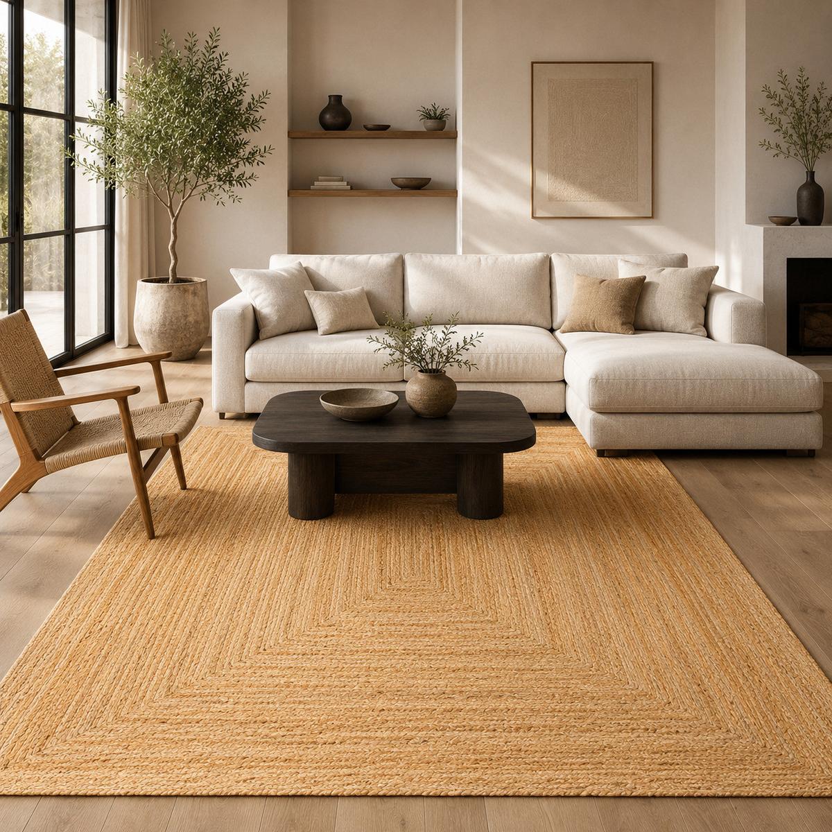 NATURFASER TEPPICH JUTE SALSA BORDÜRE - Beige, Textil (200/300cm) - Pergamon
