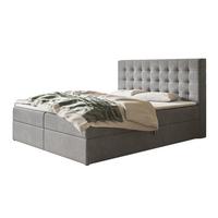 BOXBETT RIO mit 2 Bettkästen, 180x200, Farbe: Grau, Velourstoff, Doppelbett mit Bonell-Matratze - Grau, Holz/Kunststoff (180/200cm) - Alpi-Möbel
