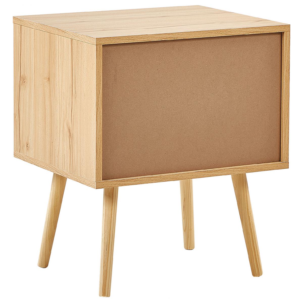 NACHTTISCH Rattan hellbraun 2 Schubladen Perote - Hellbraun/Goldfarben, Naturmaterialien (57/57/48cm) - Beliani