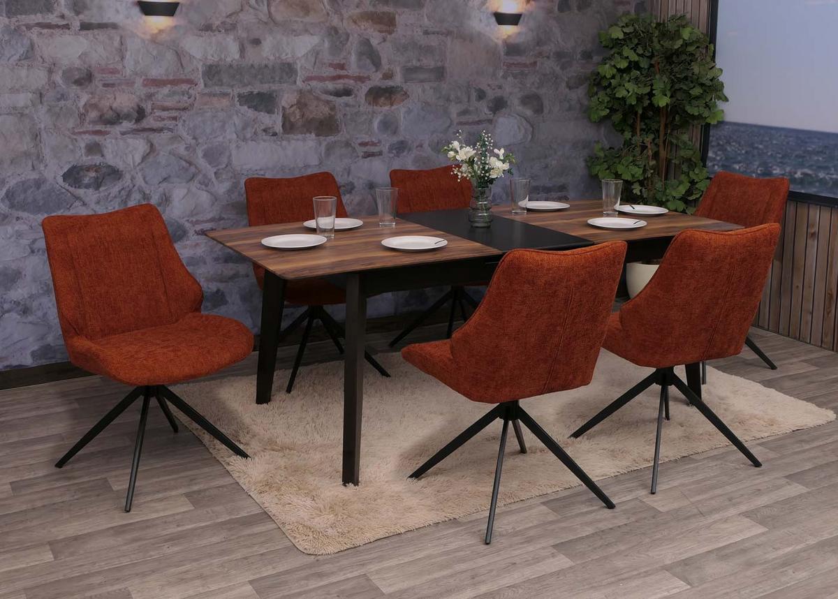 ESSZIMMERSTUHL Schwarz, Rotbraun 6er-Set - Rotbraun/Schwarz, Textil (55/88/62cm) - MCW