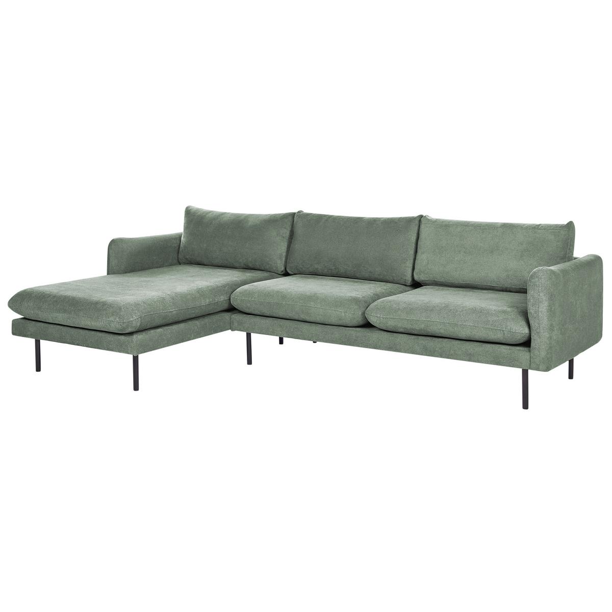 ECKSOFA 4-Sitzer Stoff Hellgrün rechtsseitig Vinterbro - Schwarz/Hellgrün, Textil (279/162cm) - Beliani