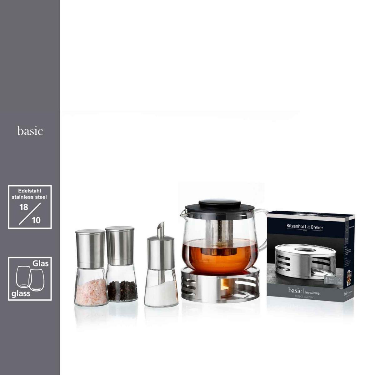 TEEKANNE MIT SIEB & STÖVCHEN Yucca schwarz-transparent 1,5 l 2er Set - Transparent/Schwarz, Glas/Metall (1.5L) - Ritzenhoff Breker