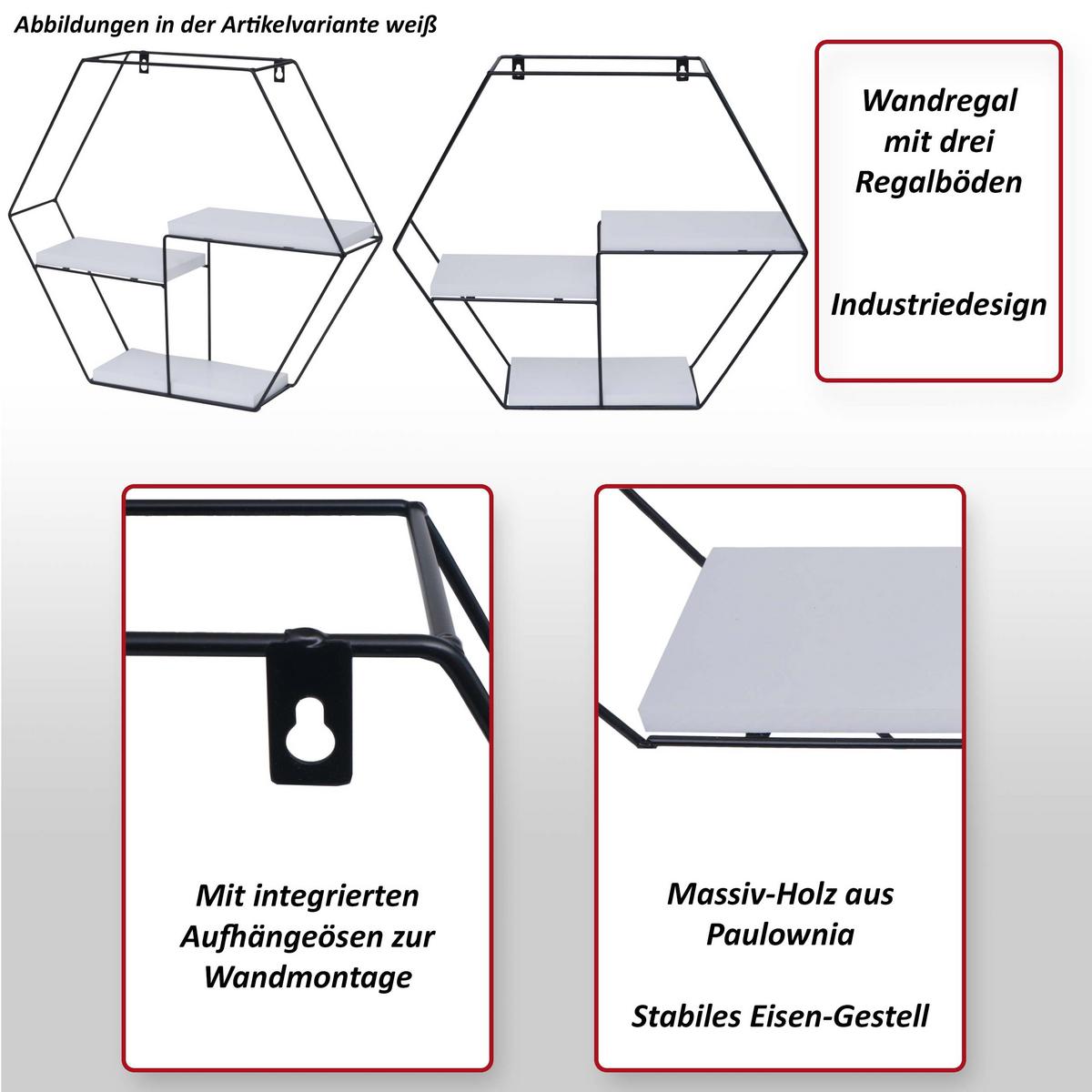 WANDREGAL Weiß - Weiß, Holz (49/43/11cm) - MCW