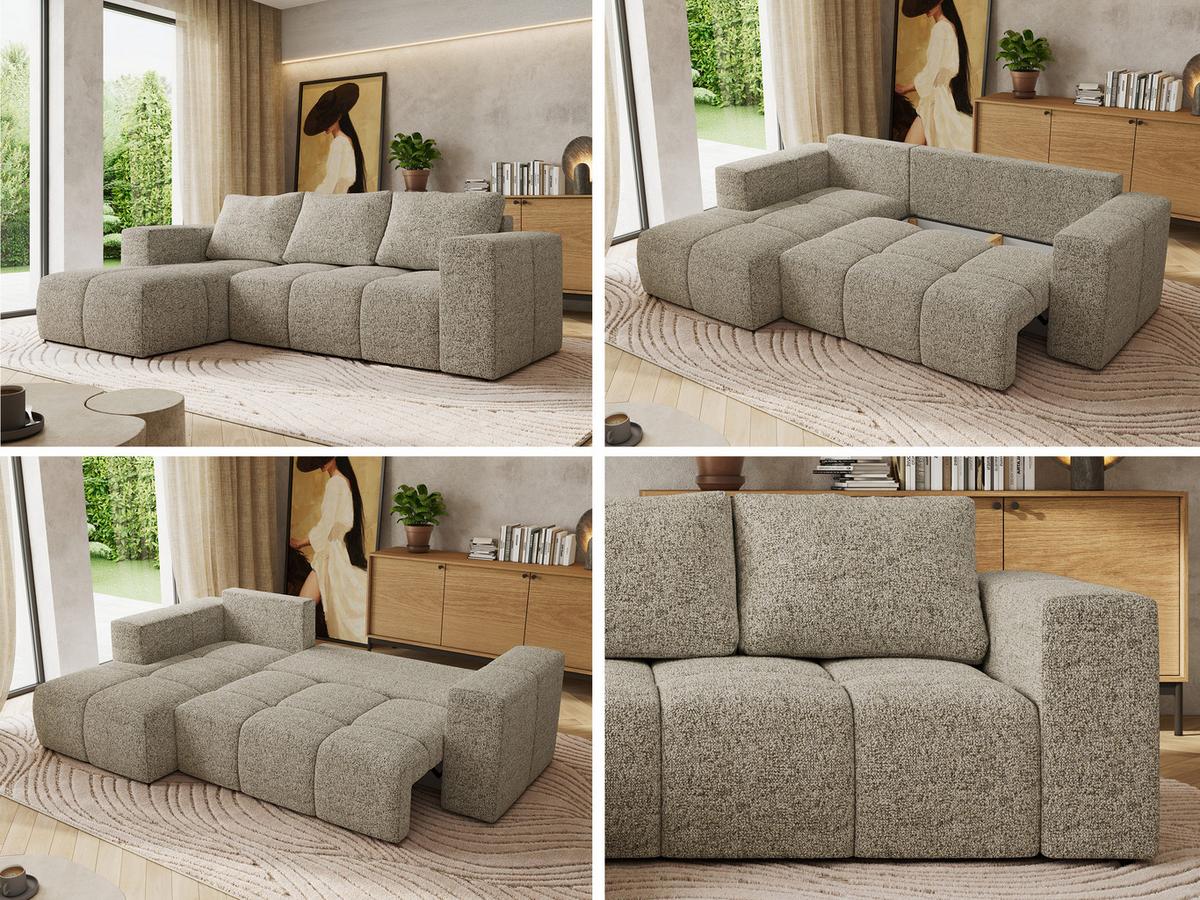 ECKSOFA MONIVA Beige Strukture - Links - Beige/Schwarz, Kunststoff/Textil (164/266cm) - MKS