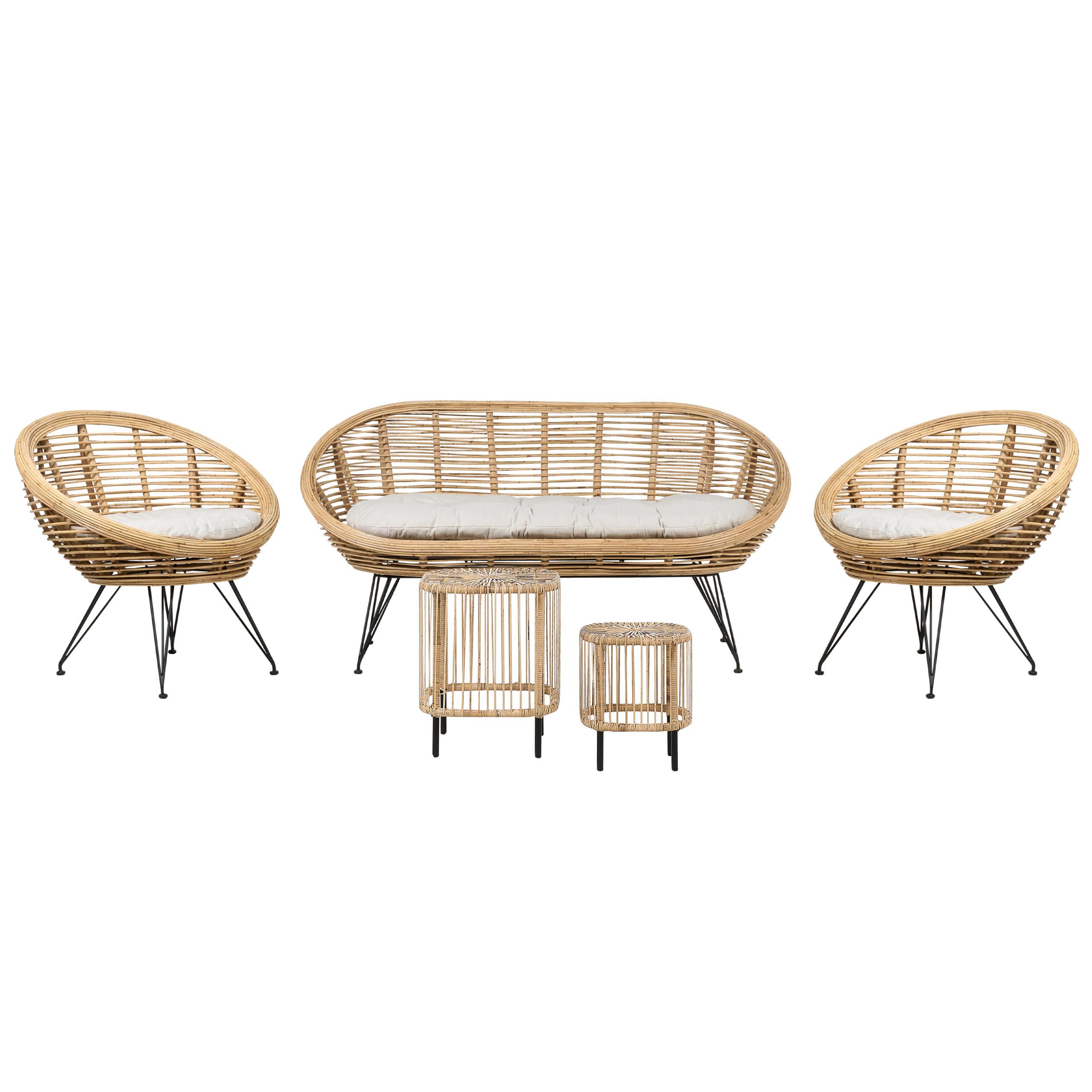 4-SITZER LOUNGE SET Rattan Natürlich Maratea/Cesenatico - Naturfarben, Naturmaterialien - Beliani
