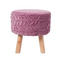 SAMT-HOCKER Lyla, mauve plissiert, 40/40/41 cm - Mauve, Textil (41/40/41cm) - Homescapes