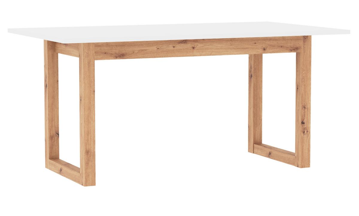 ESSTISCH weiß, Eiche Artisan 160/200 x 90cm, Küchentisch ausziehbar - Weiß/Eiche Artisan, Holzwerkstoff (90/160/75cm) - Furn.Design
