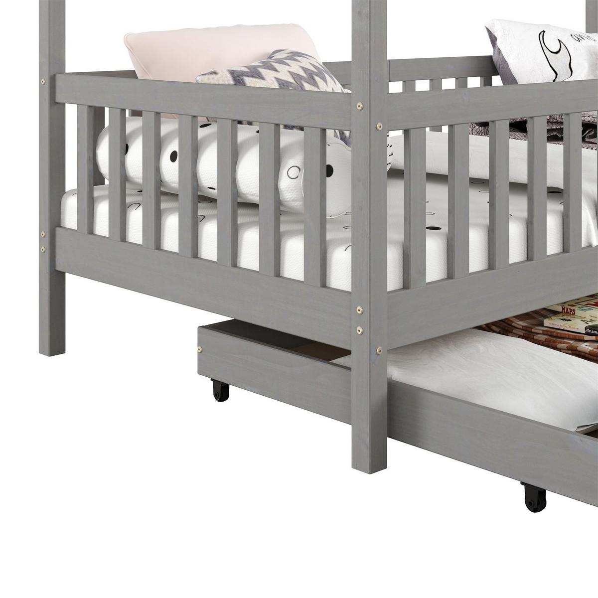 HAUSBETT ELEA 90x200 cm grau - Grau, Holz (96/148/206cm) - IDIMEX
