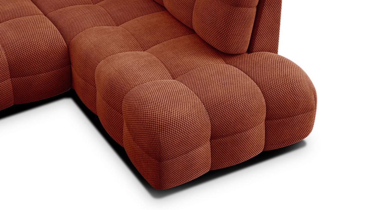 ECKSOFA MELLOW 5-Sitzer, dunkelorange - Dunkelorange/Schwarz, Holz/Textil (283/191cm) - Wozimo