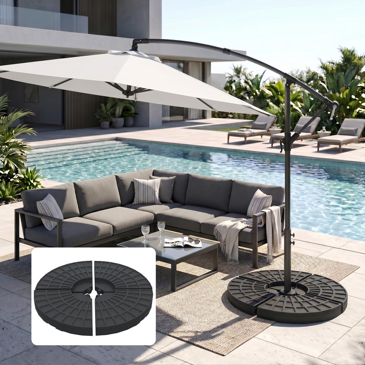 SONNENSCHIRMGEWICHT 4er-Set für Sonnenschirm mit 52 kg Wasser oder 68 kg Sand befüllbar HDPE Schwarz - Schwarz, Kunststoff (48/48cm) - Outsunny