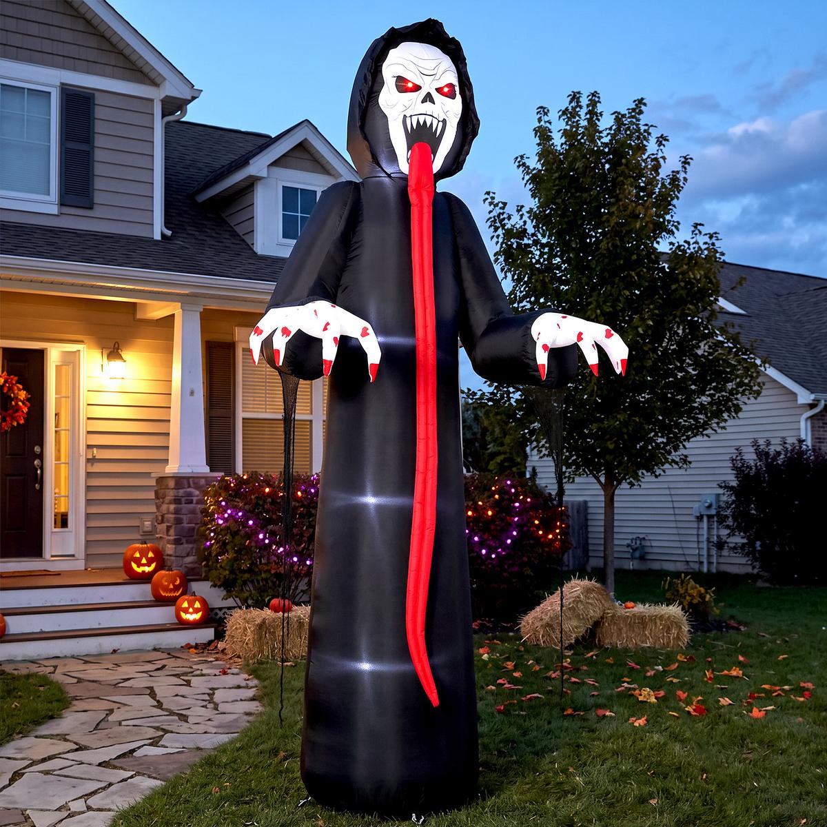 AUFBLASBARES-HALLOWEEN-SKELETT Polyestergewebe Schwarz - Schwarz, Textil (95/310/130cm) - Outsunny