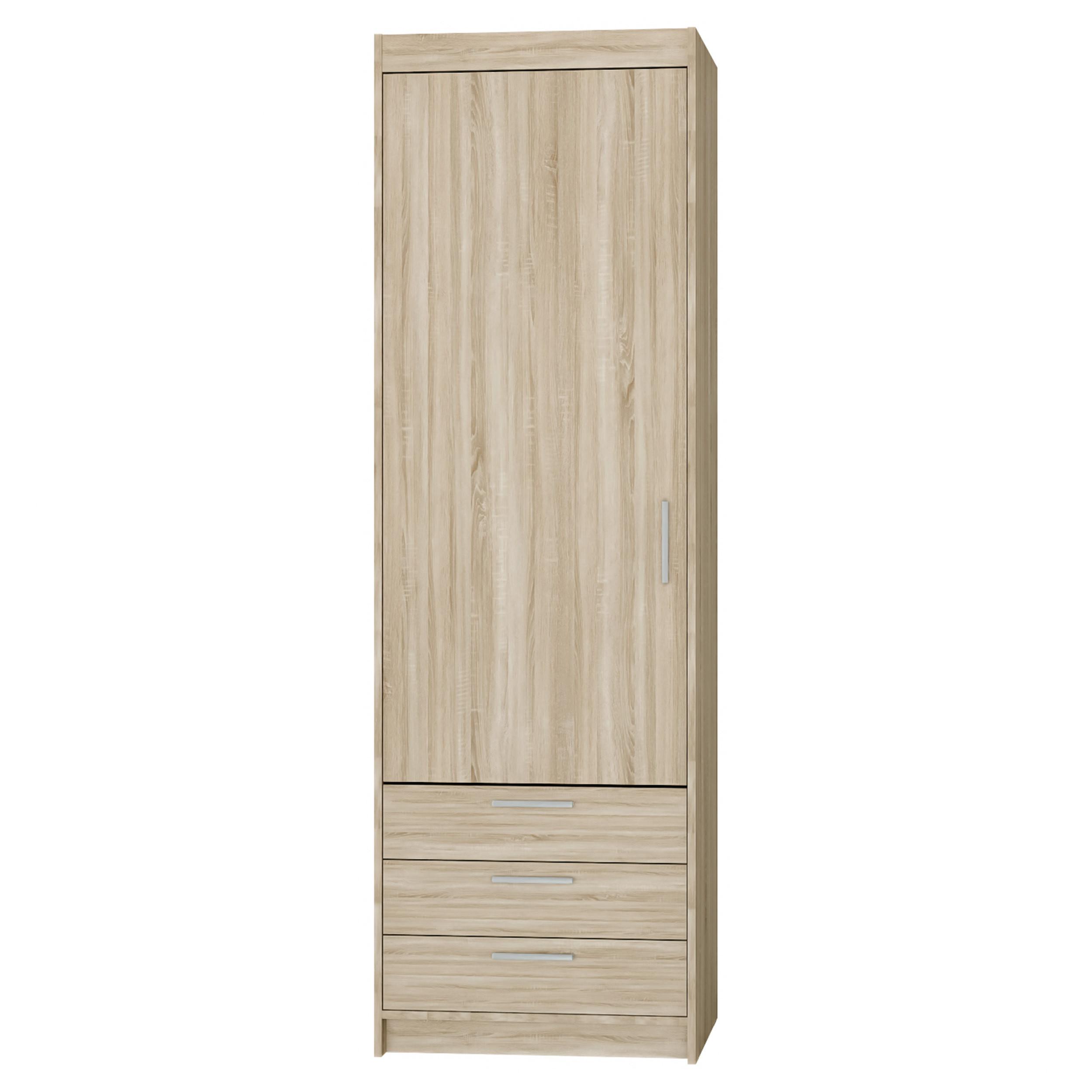 KLEIDERSCHRANK Storicos Sonoma Eiche 59,9/190,5/53 cm - 1T3S Modern mit Schubladen - Sonoma Eiche, Holzwerkstoff/Kunststoff (59.9/190.5/53cm) - AX Living