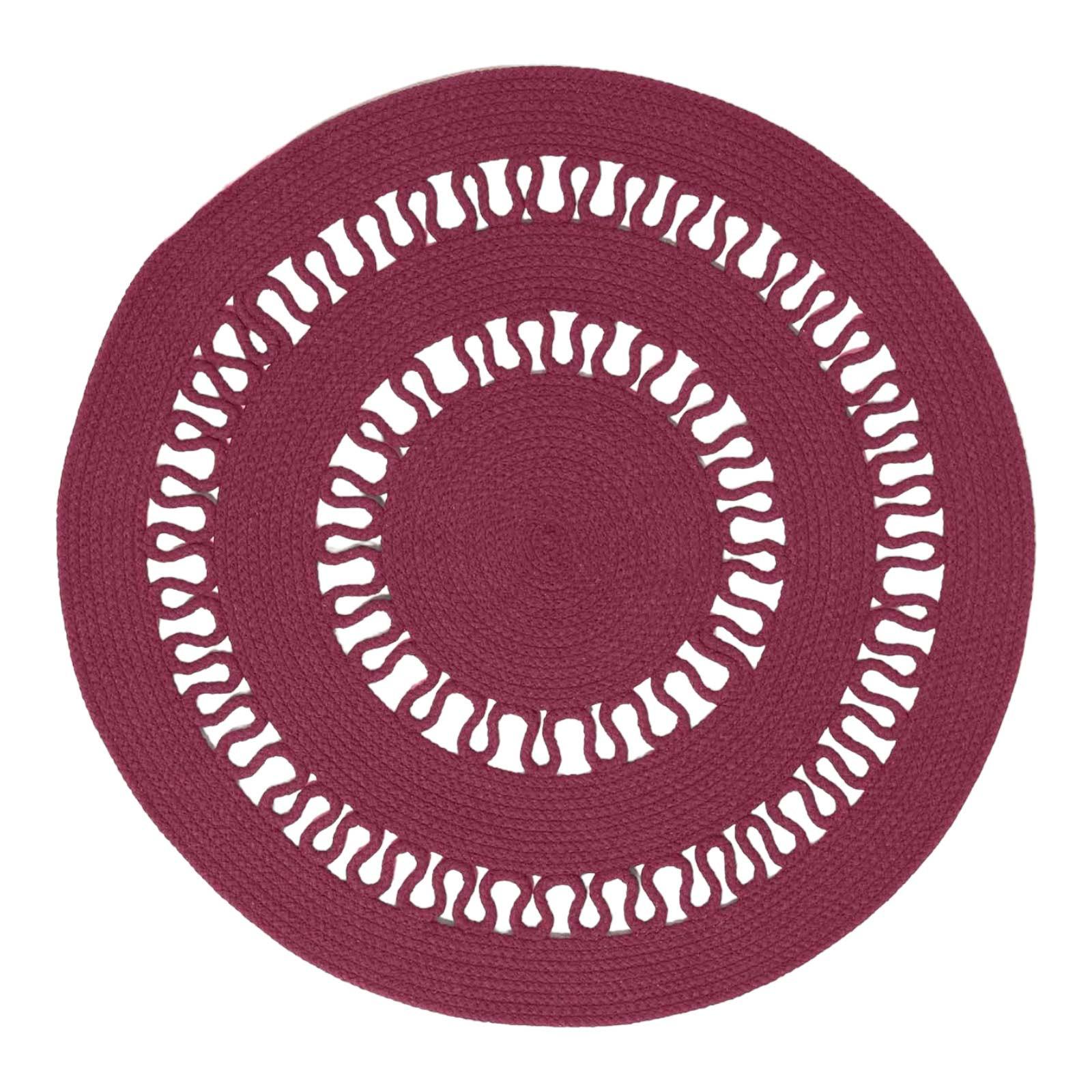 TEPPICH geflochten rund mit Häkel-Muster 90 cm - Weinrot, Textil (90/90cm) - Homescapes