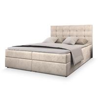 BOXBETT GLOS M 160x200 cm mit Matratze und Topper, H2+H3 - Beige - Beige, Holz (160/200cm) - MASSENO