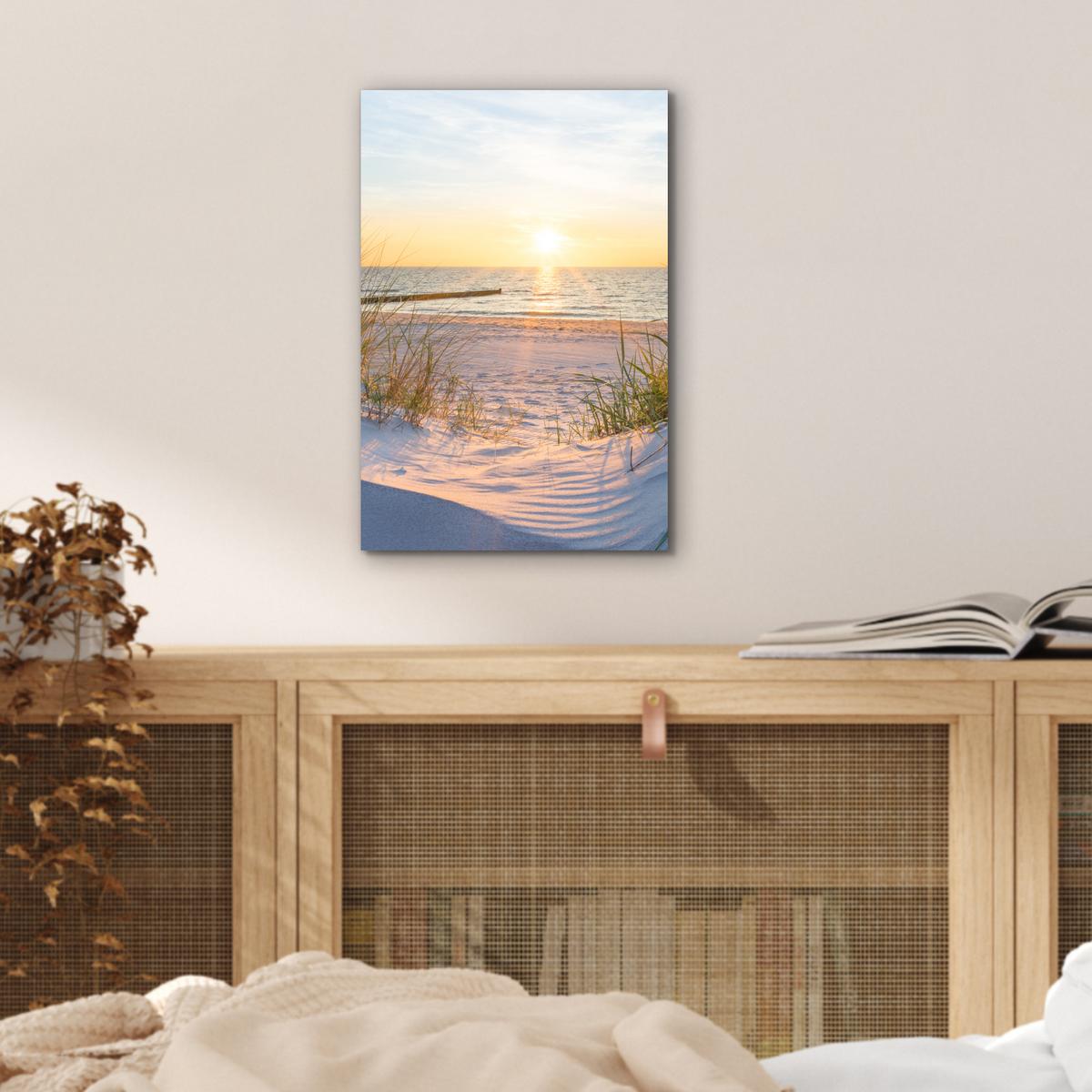 METALLBILD Strand - Sonne - Düne - Gras - Sand - Horizont 20x30 cm - Hellblau, Metall (20/30cm) - MuchoWow