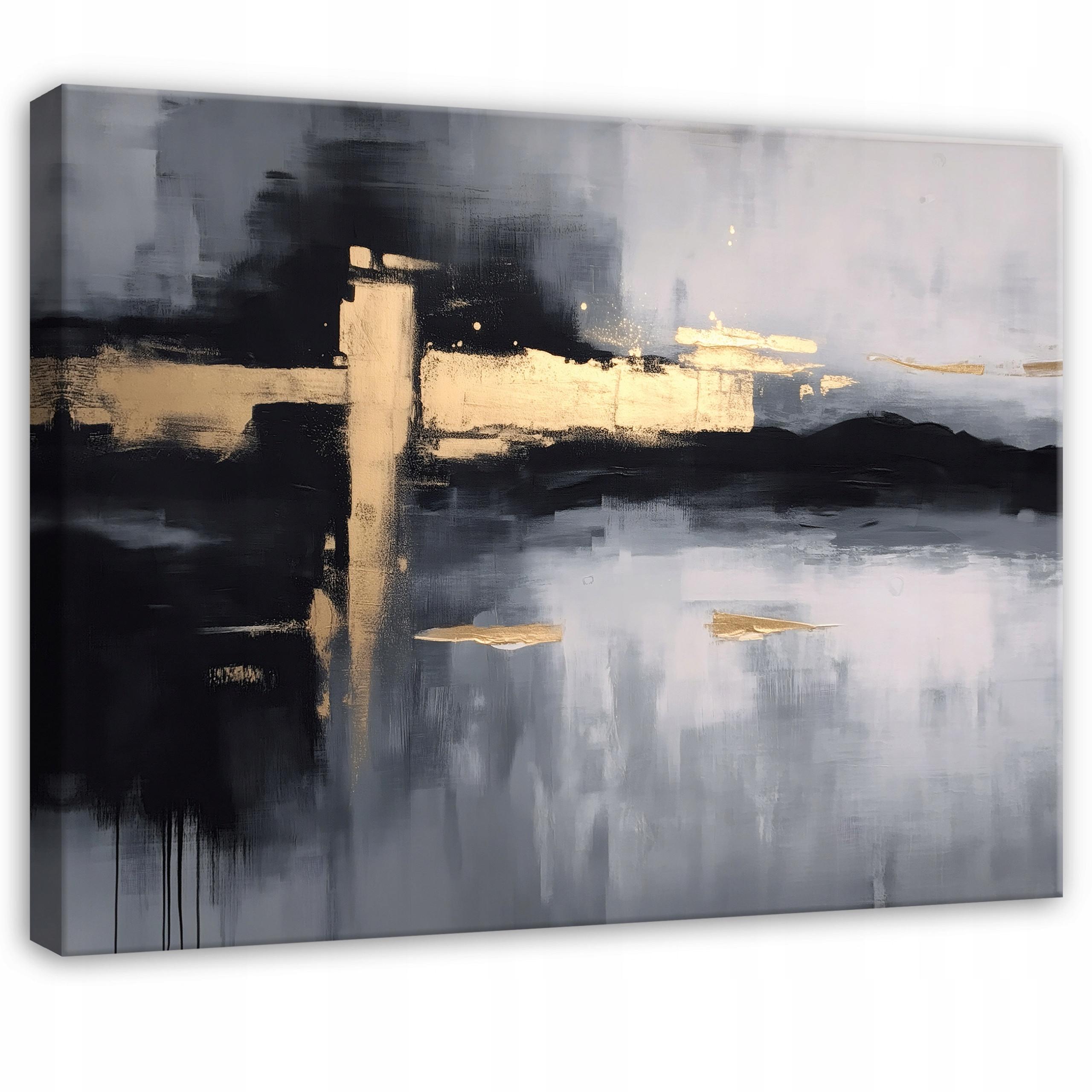 LEINWANDBILD Abstrakt Marbre Schwarz 120x80 cm - Multicolor, Holzwerkstoff (120/80cm) - Wallarena