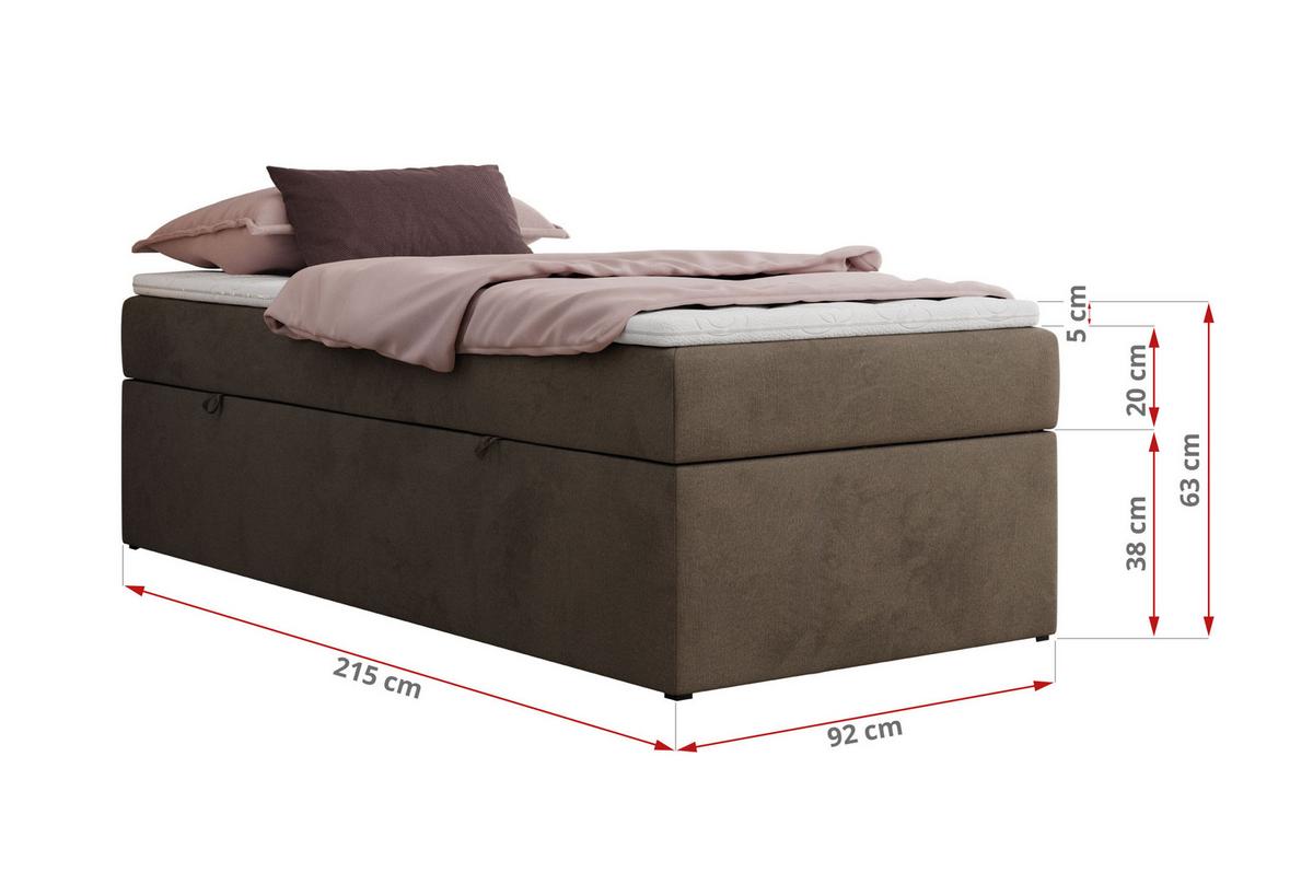 BOXBETT ZERO 90/200 - Braun Velvet - H3 - Topper T25 - Braun, Textil (90/200cm) - MKS