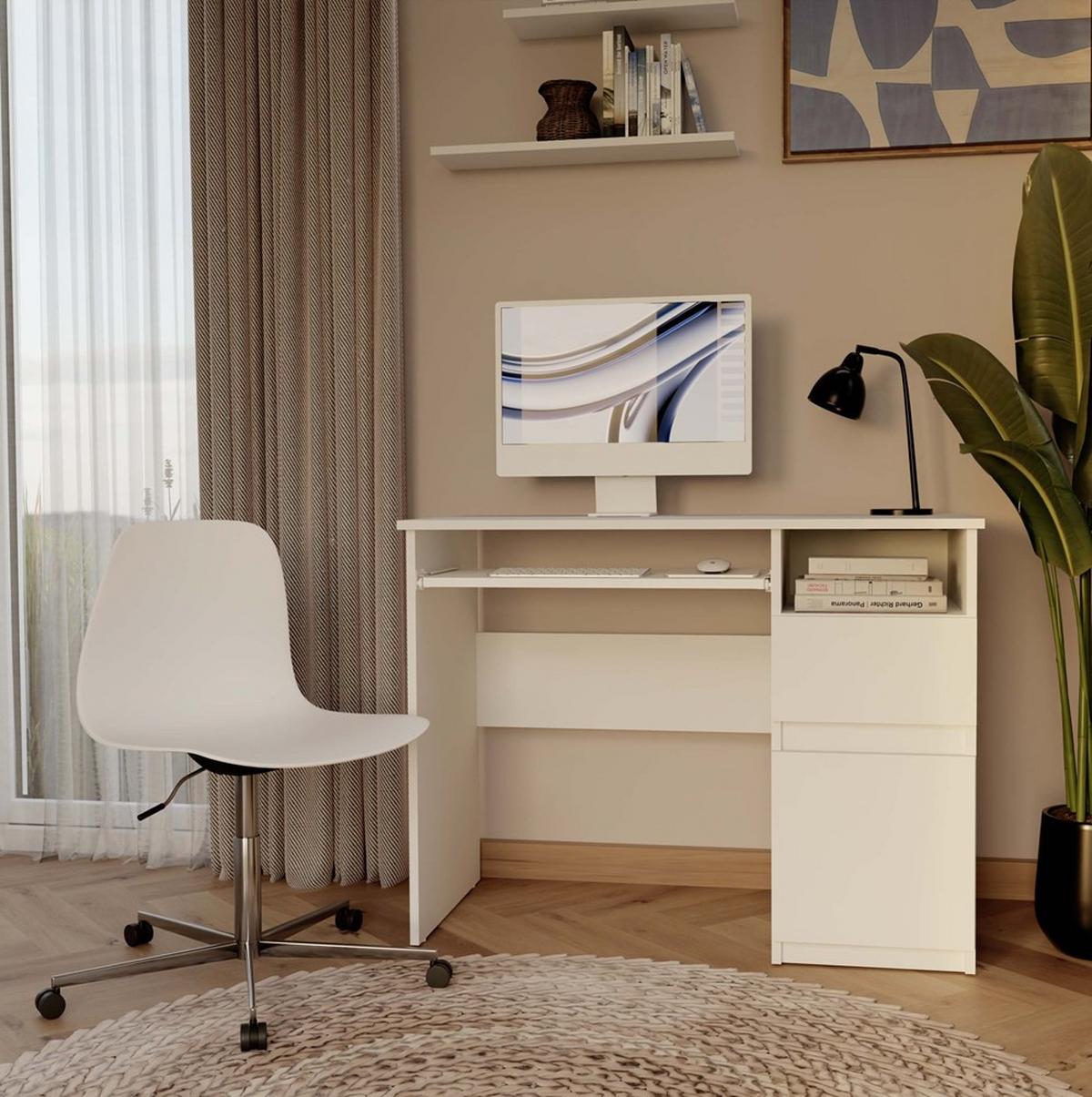 SCHREIBTISCH Weiß 98/75/51 - Weiß, Holzwerkstoff (90/56/75cm) - RAUMHIRSCH FURNITURE